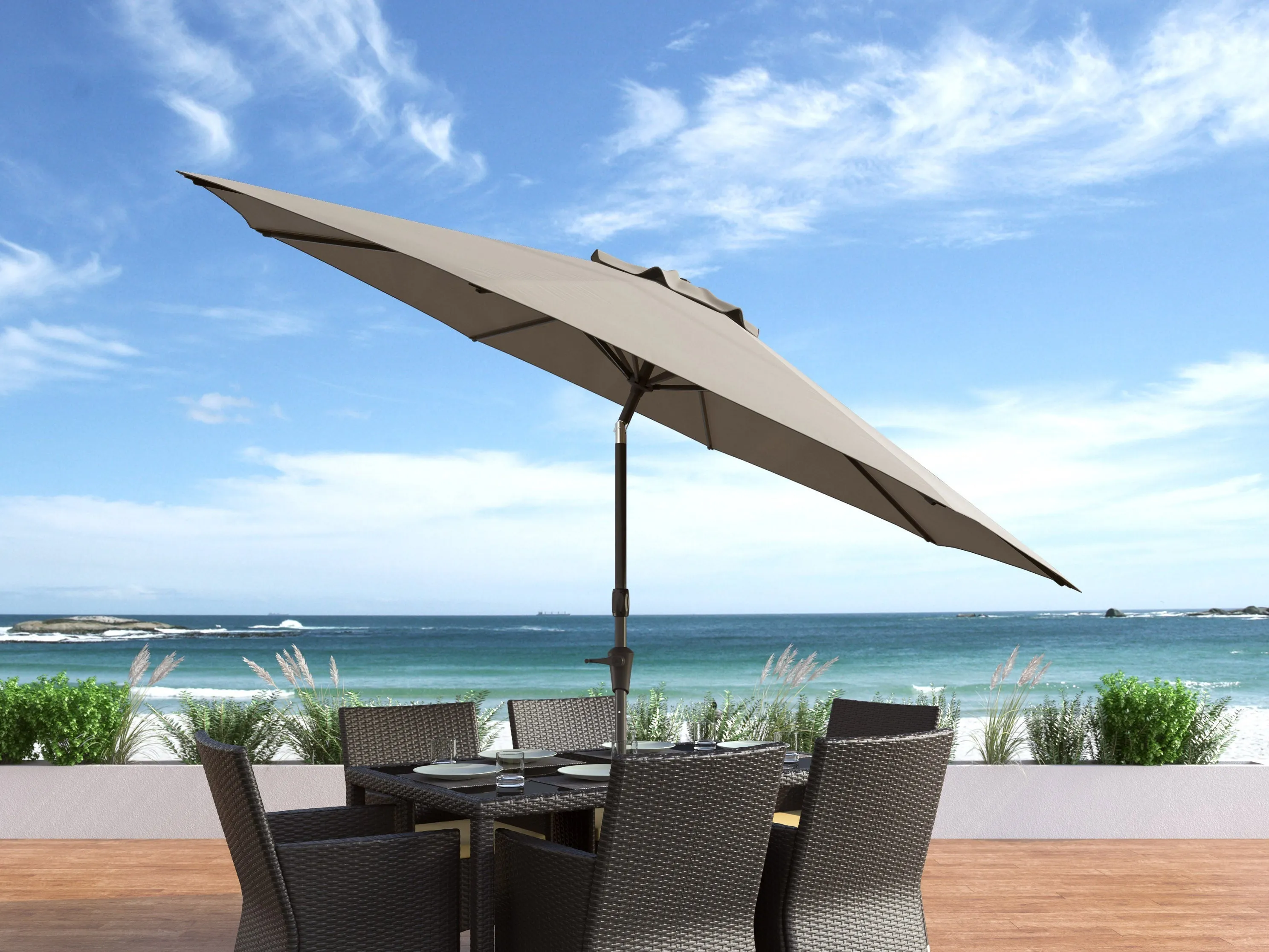 10ft Wind Resistant Sandy Grey Patio Umbrella