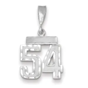 14k White Gold Small Size Diamond Cut Texture Finish Number 54 Charm Pendant