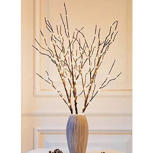 150 LED Lighted Brown Willow Branches 32 Inch 3 Pack Artificial Branches Plug in for Indoor Outdoor Christmas Wedding Party Home Decoration (Vase Excluded)