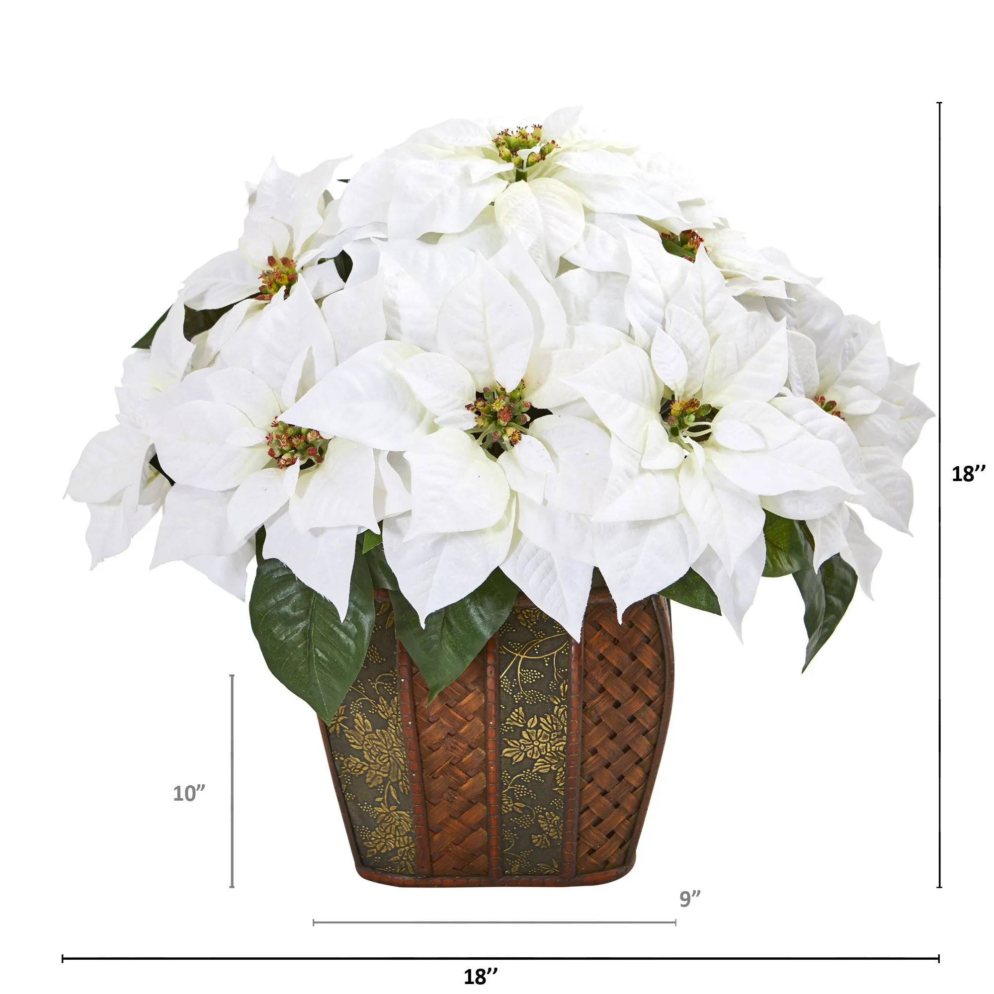 18” Poinsettia Artificial Arrangement in Decorative Planter