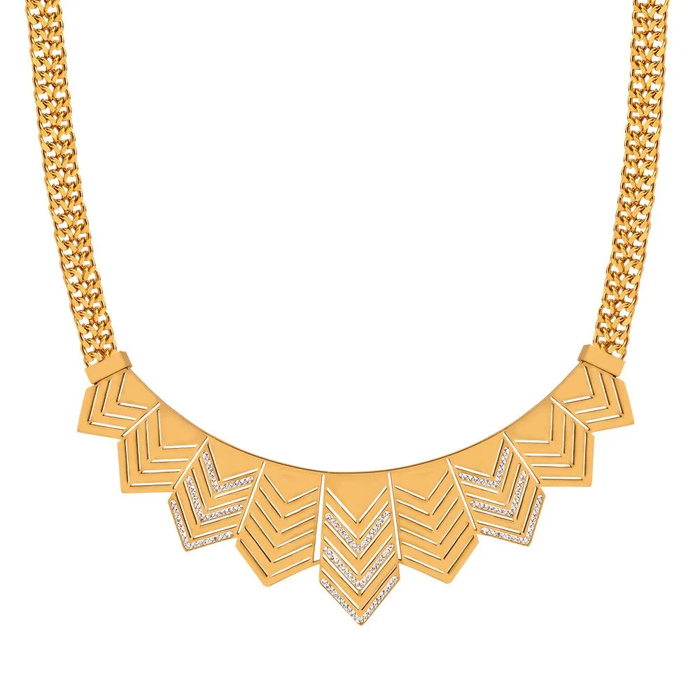 18K gold exaggerated personalized arrow inlaid zircon design versatile necklace