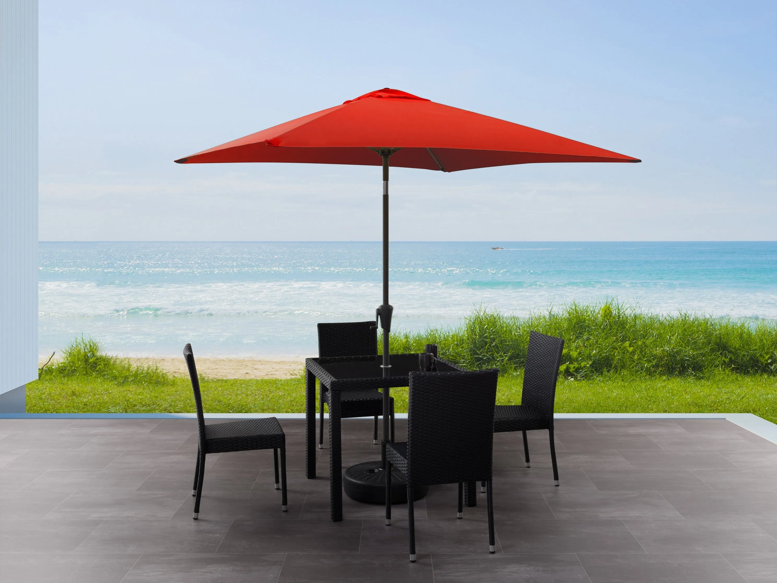 9ft Square Crimson Red Patio Umbrella