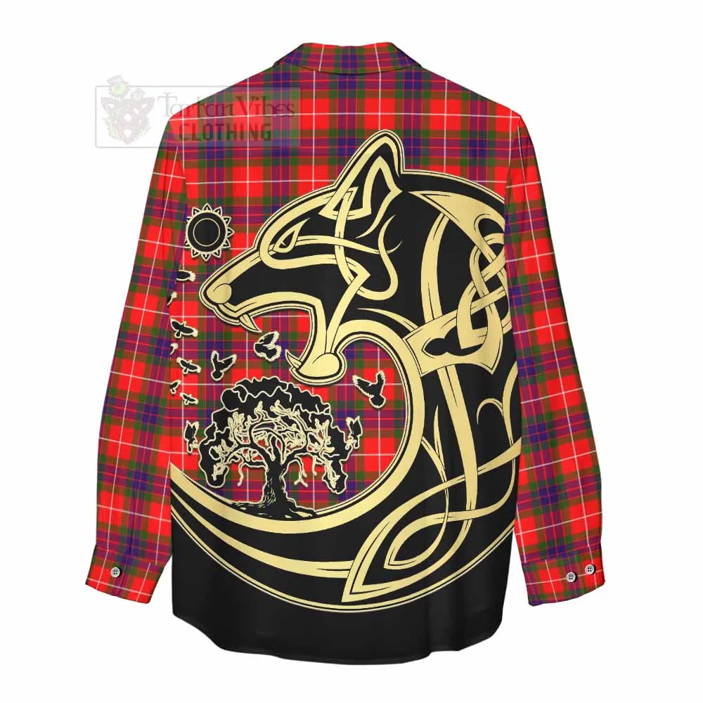 Abernethy Tartan Women's Casual Shirt with Family Crest Celtic Wolf Style