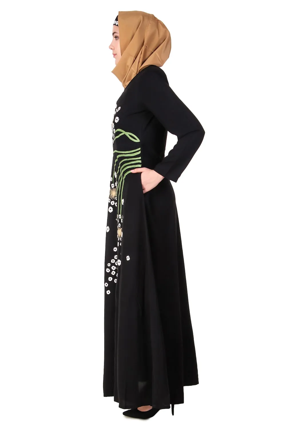 Abstract Floral Design Anarkali Abaya