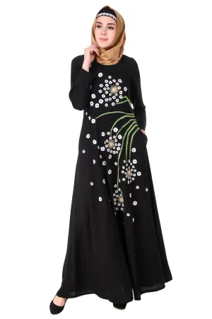 Abstract Floral Design Anarkali Abaya