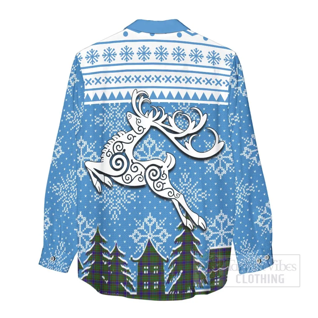 Adam Clan Christmas Women's Casual Shirt Celtic Reindeer Style