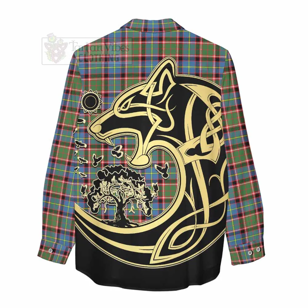 Aikenhead Tartan Women's Casual Shirt with Family Crest Celtic Wolf Style