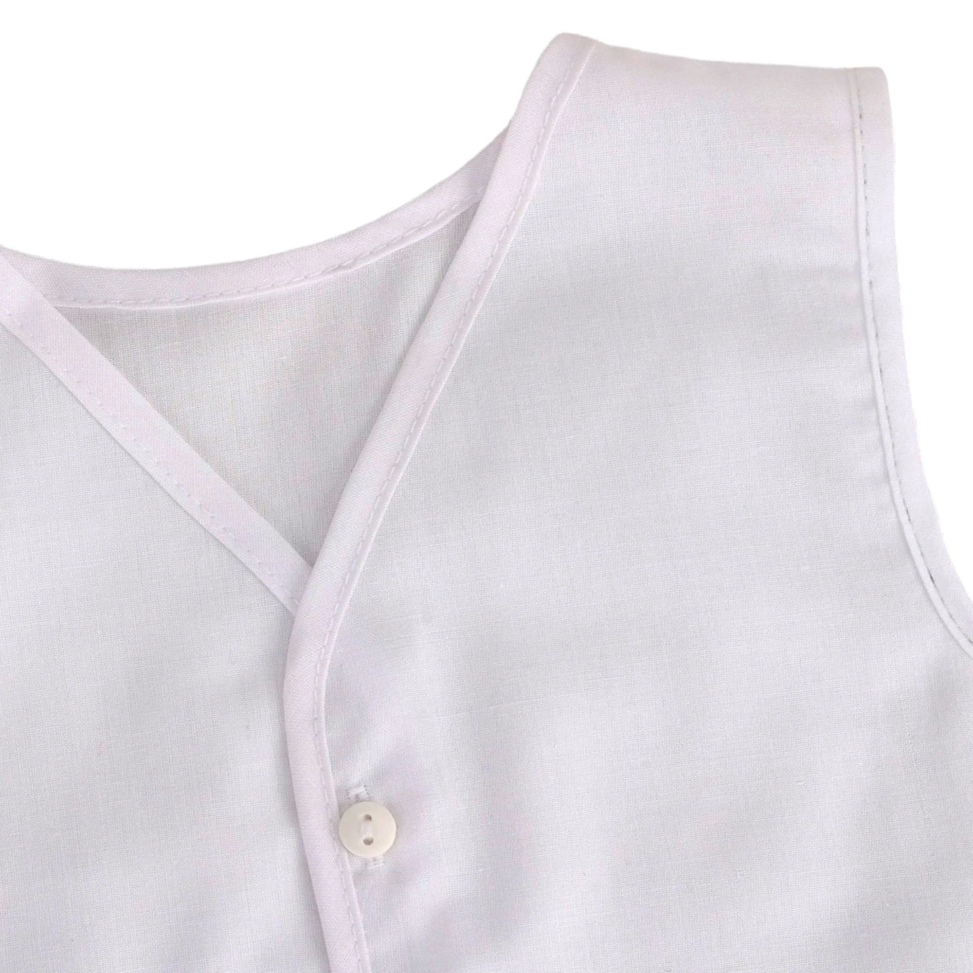 Baby Moo Solid V-Neck Sleeveless Front Opening Button Cotton Jhablas 5 Pcs - White