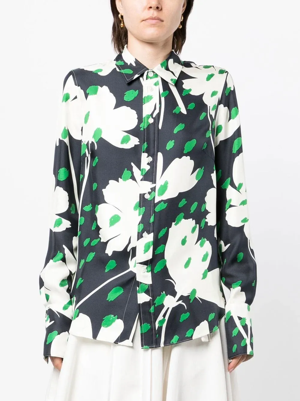 Back Cowl Floral Printed Shirt