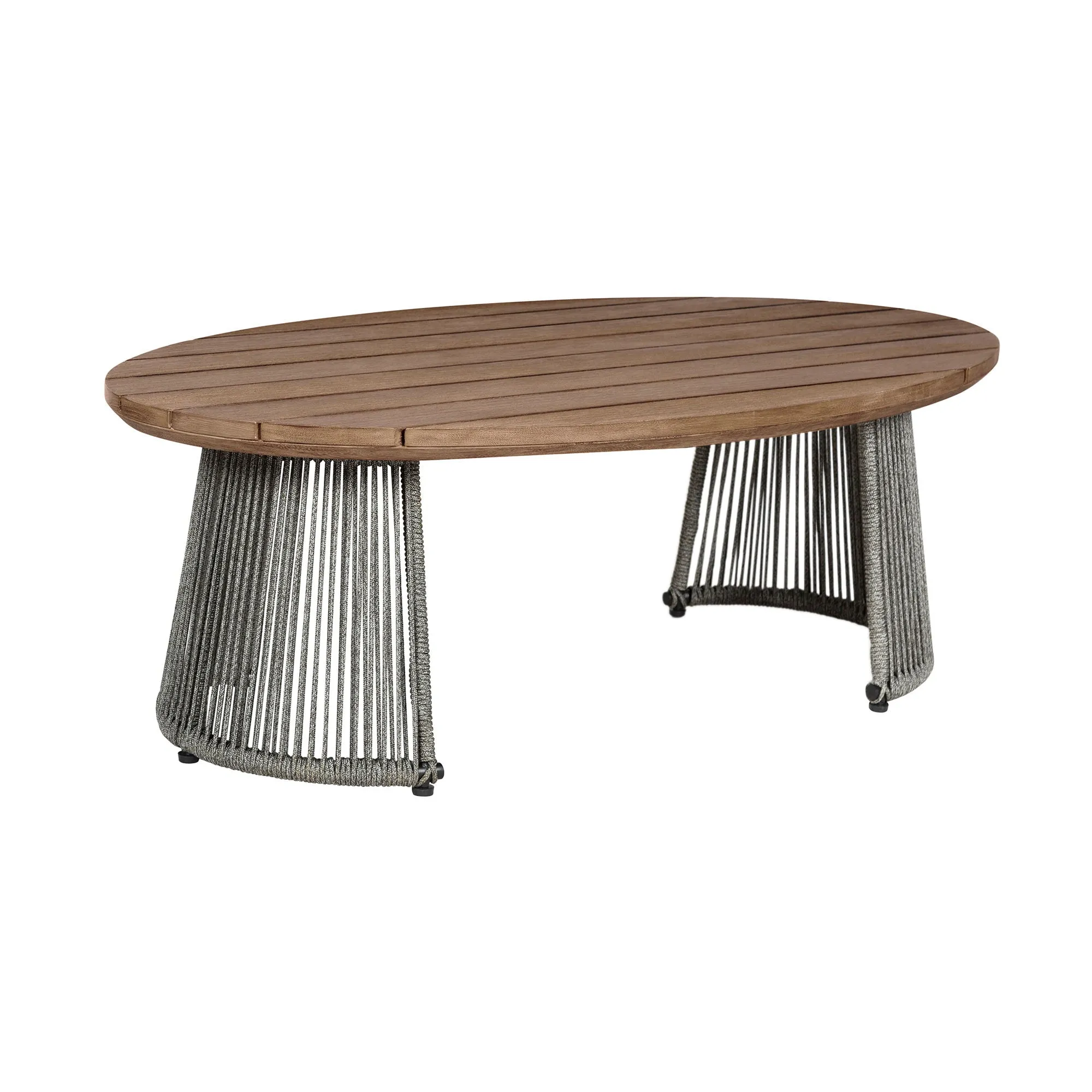 Benicia - Outdoor Patio Oval Coffee Table - Weathered Eucalyptus / Gray