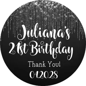 Black & White Birthday Party Stickers Or Favor Tags