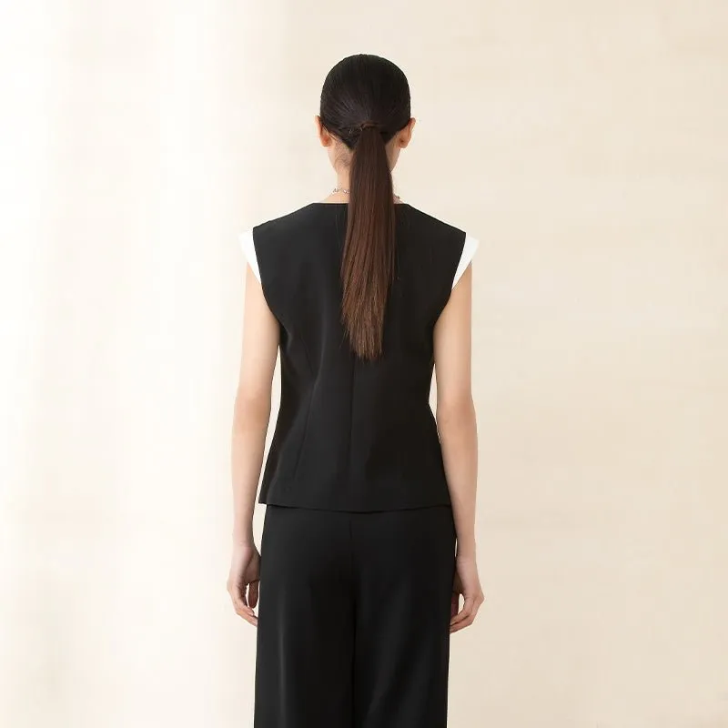 Black Sleeveless Suit Vest