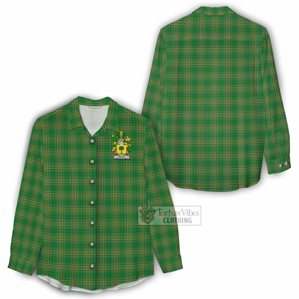 Boyle Irish Clan Tartan Women's Casual Shirt with Coat of Arms