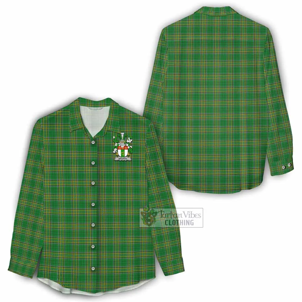 Brophy Irish Clan Tartan Women's Casual Shirt with Coat of Arms