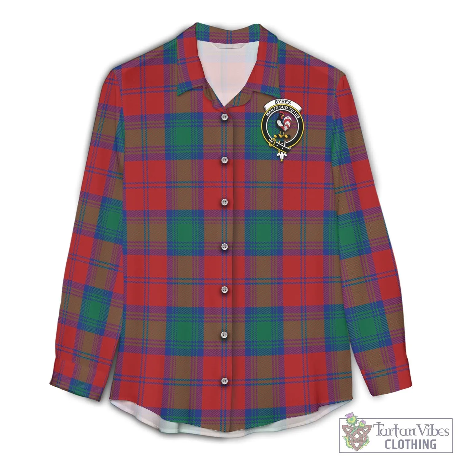 Byres (Byses) Tartan Women's Casual Shirt with Family Crest