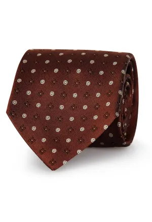 Classic brown jacquard tie in pure silk