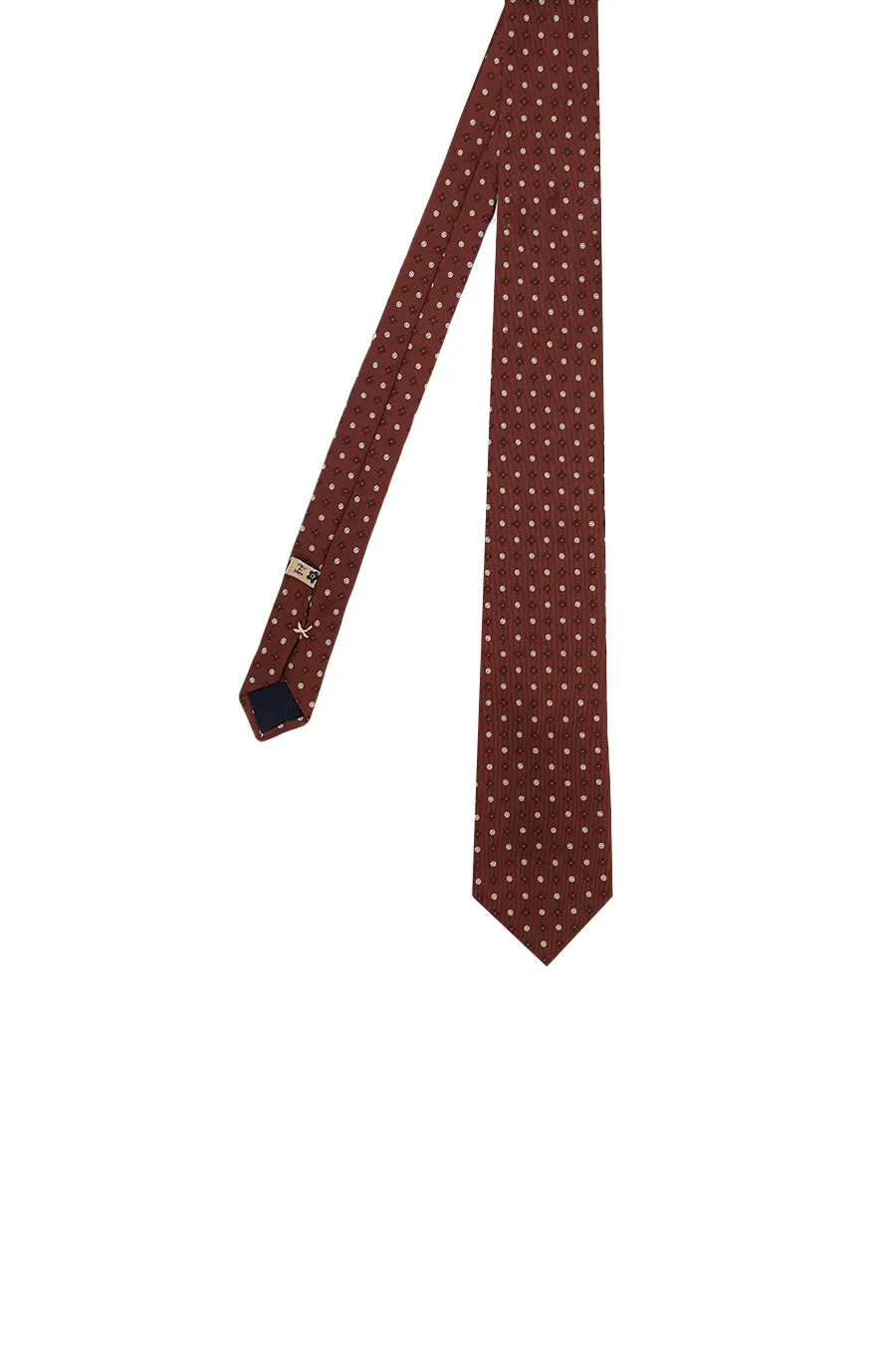 Classic brown jacquard tie in pure silk