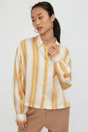 Degradé Stripe Shirt with Crystals in Ambra