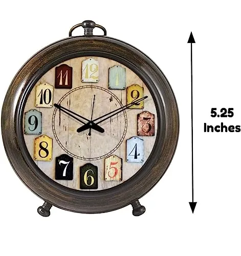 Delight Enterprises Table Clock Antique Wooden 5.25 inch dial 4 inch Colour Brown