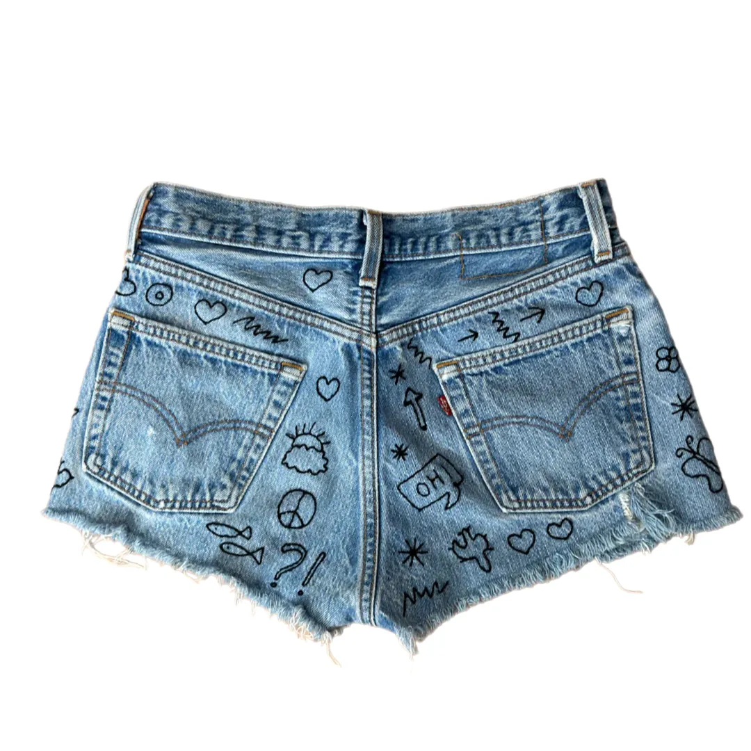 Denim Hand Embroidered Shorts - Levi’s 501