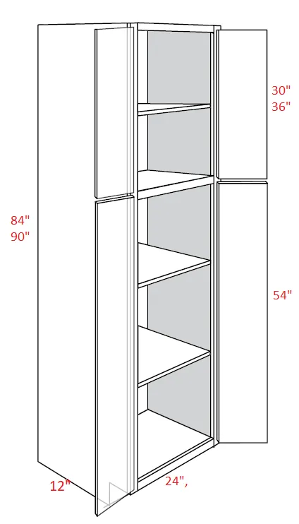 EB22-UC2412X84 Elegant Dove Assembled 24x84x12 Pantry Cabinet