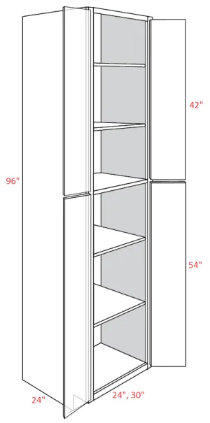 EB22-UC3024X96 Elegant Dove Assembled 30x96 Pantry Cabinet