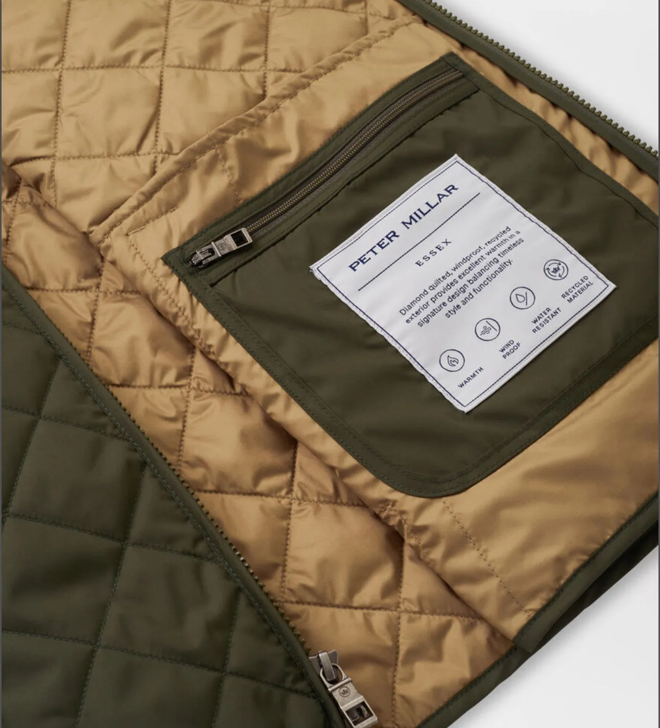 Essex Quilted Travel Vest in Dark Olive by Peter Millar