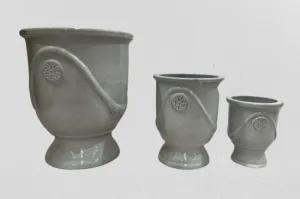 European-Style Ripple Ceramic Planters - Glazed Finish