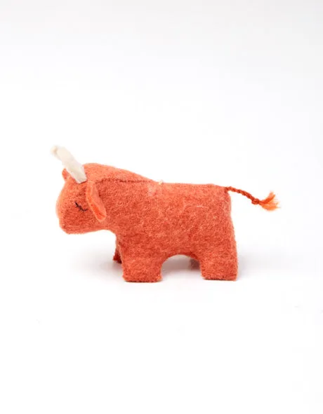 Felted Animal Ornament Bull