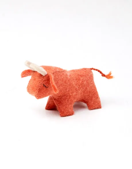 Felted Animal Ornament Bull