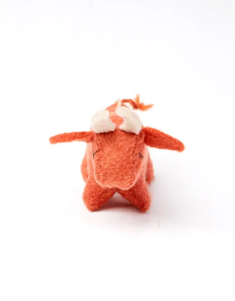 Felted Animal Ornament Bull