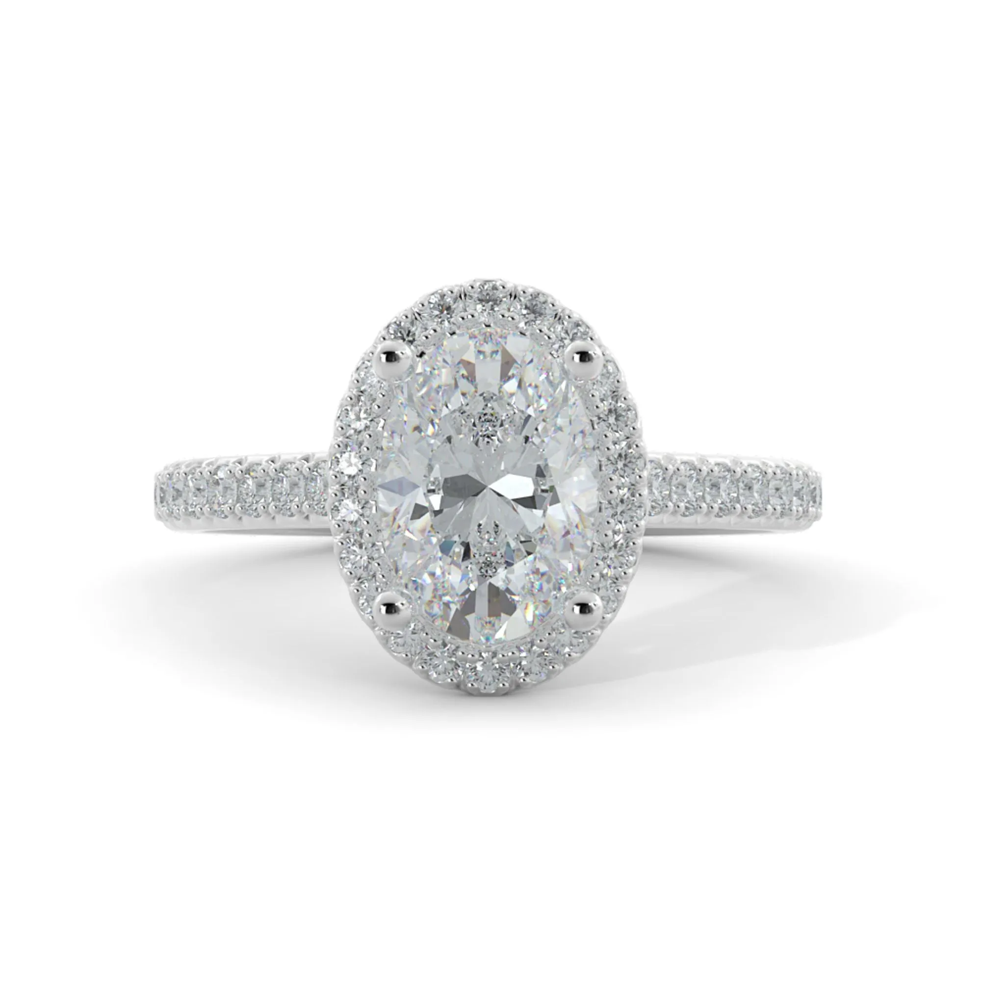 Feny Classic Halo Natural Oval Cut Diamond Engagement Ring