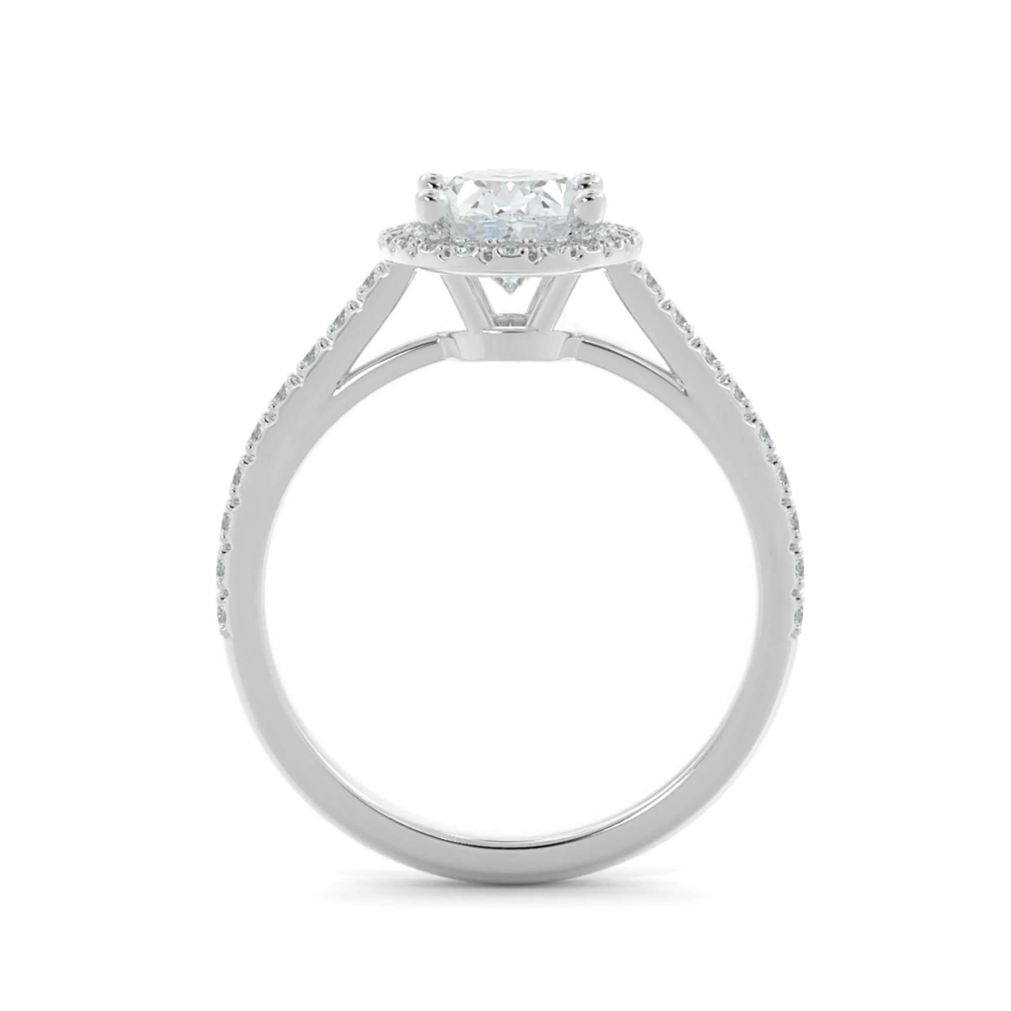 Feny Classic Halo Natural Oval Cut Diamond Engagement Ring