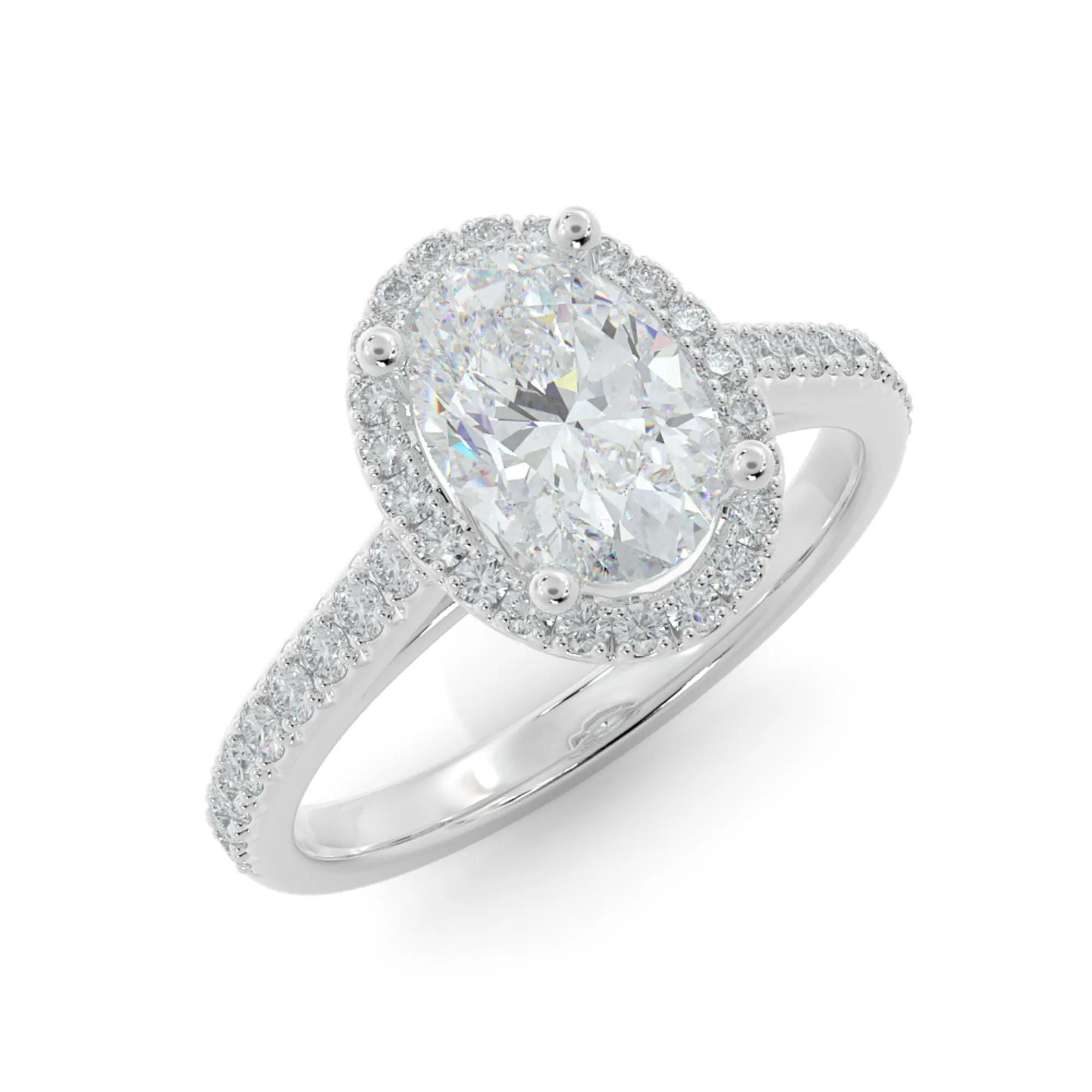 Feny Classic Halo Natural Oval Cut Diamond Engagement Ring