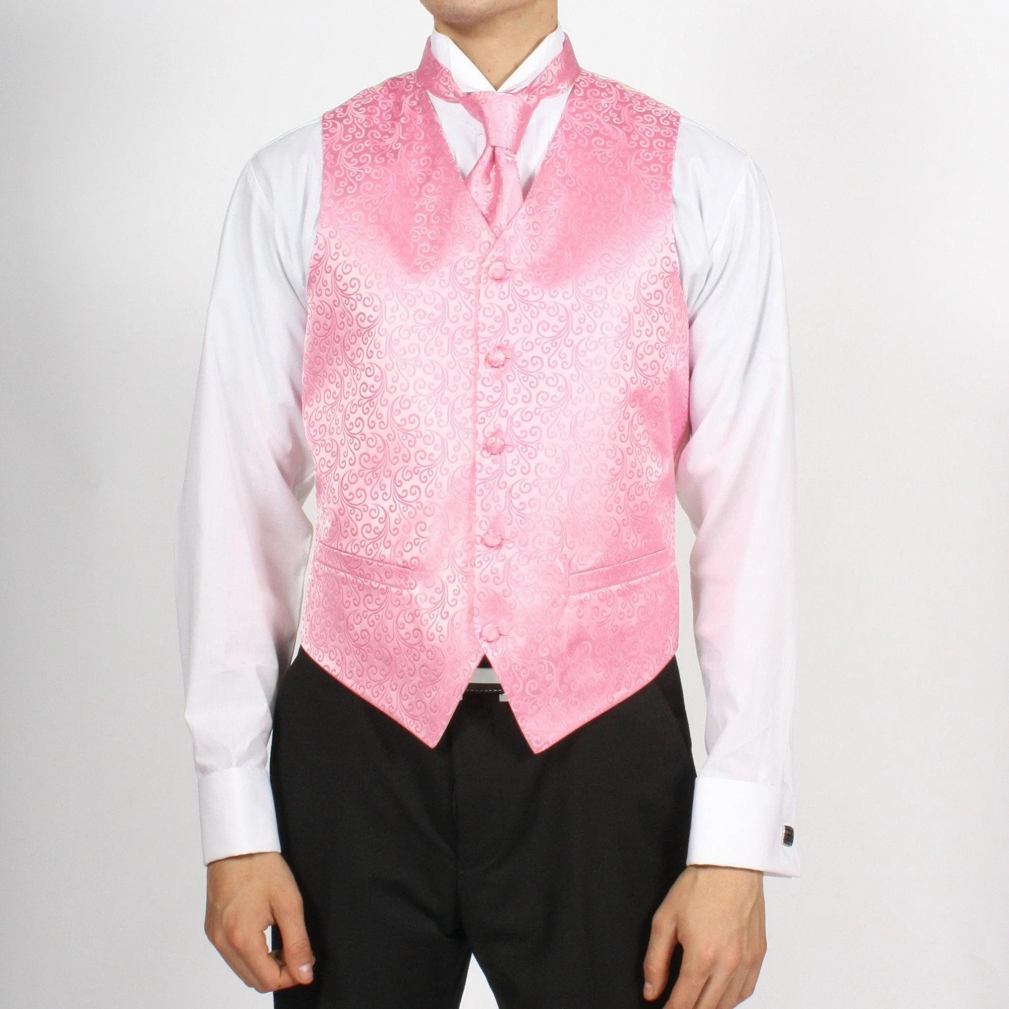 Ferrecci Mens PV50-11 Pink White Vest Set