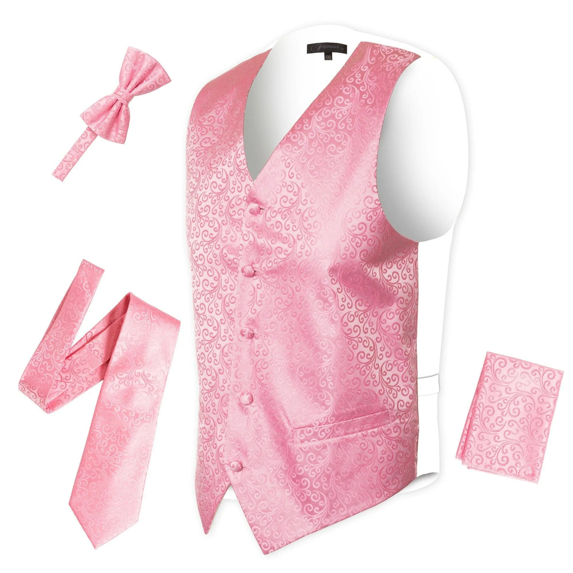 Ferrecci Mens PV50-11 Pink White Vest Set