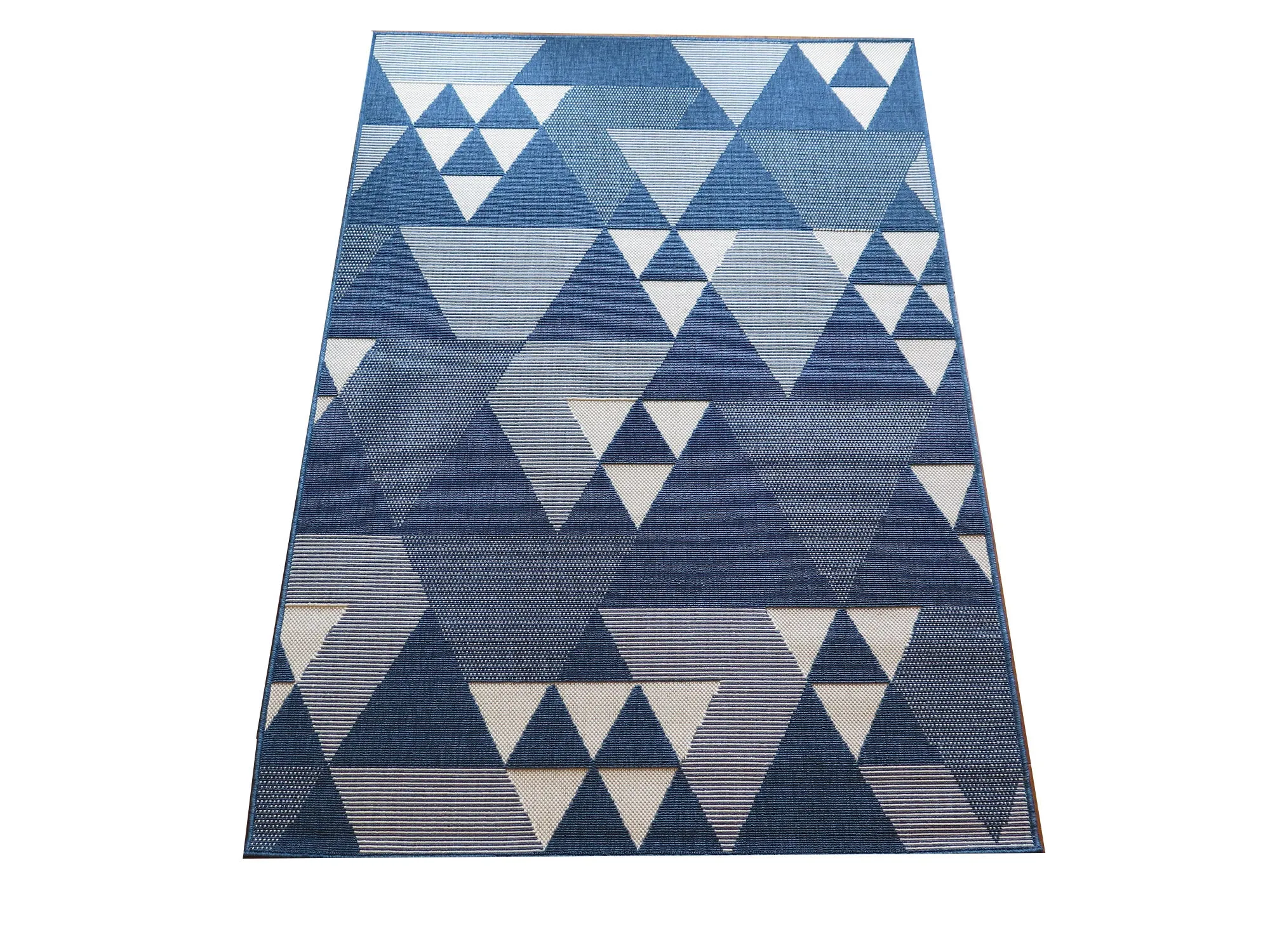 Geometric Triangle Pattern Area Rug (Blue/Cream, 120x170cm)