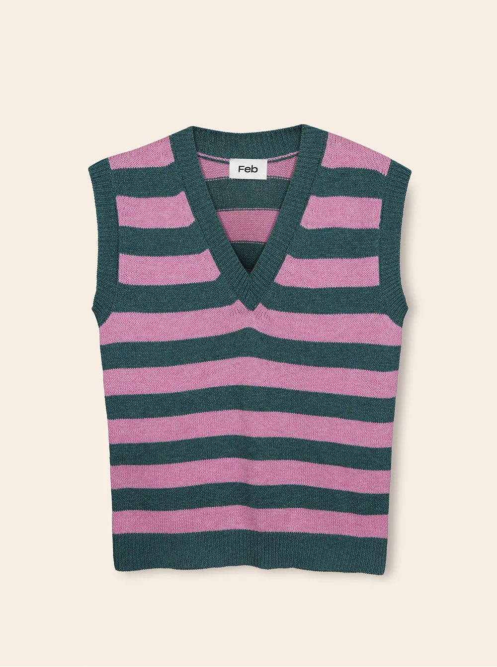 Green & Rose Striped Vest