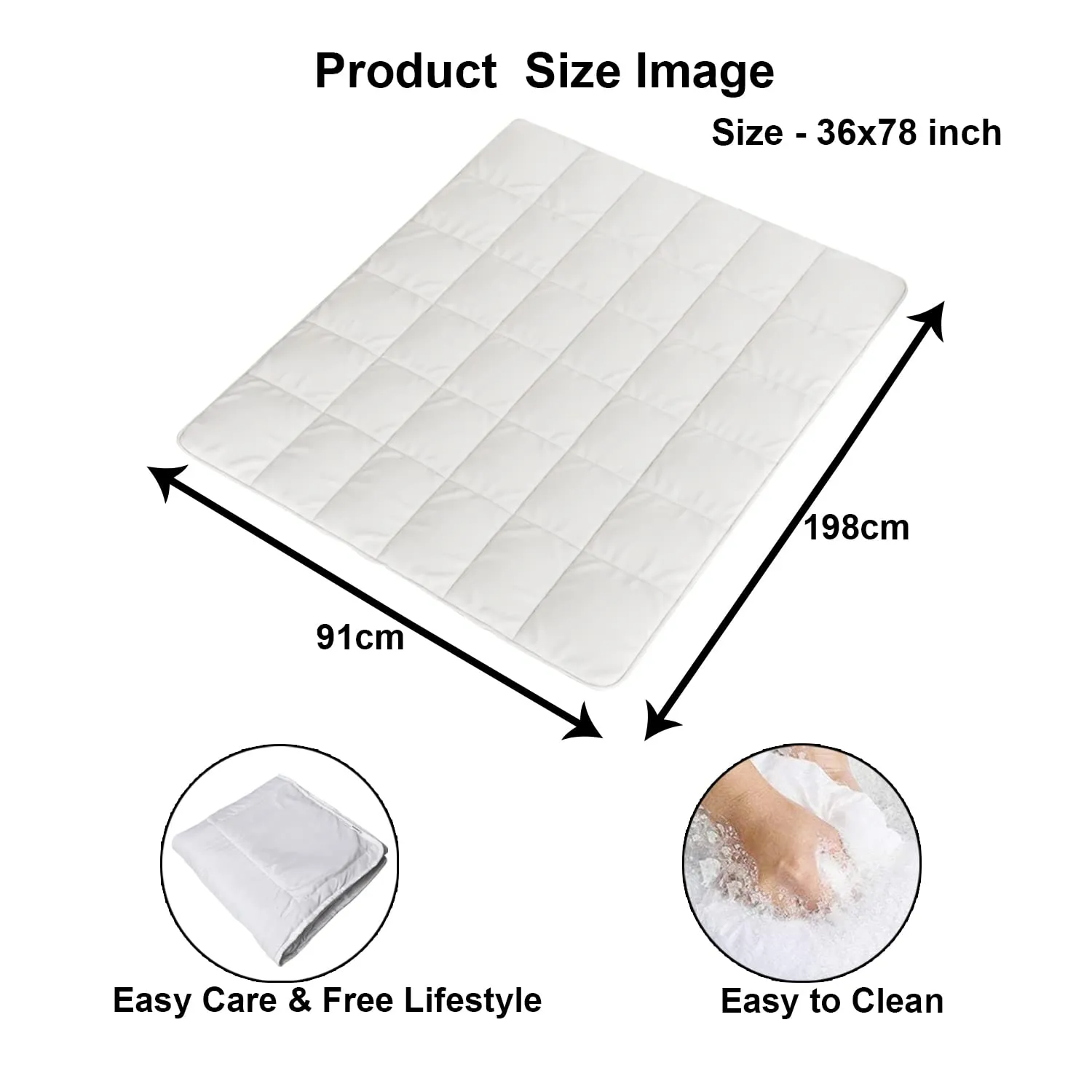 Heart Home Mattress Protector|Soft Cotton Single Bed Mattress Protector|Waterproof Mattress Protector|Quilted Cover with Elastic Band Straps|36x78 (White)