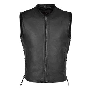 HMM931 Men's Naked Leather Premium Vest with Lace Sides