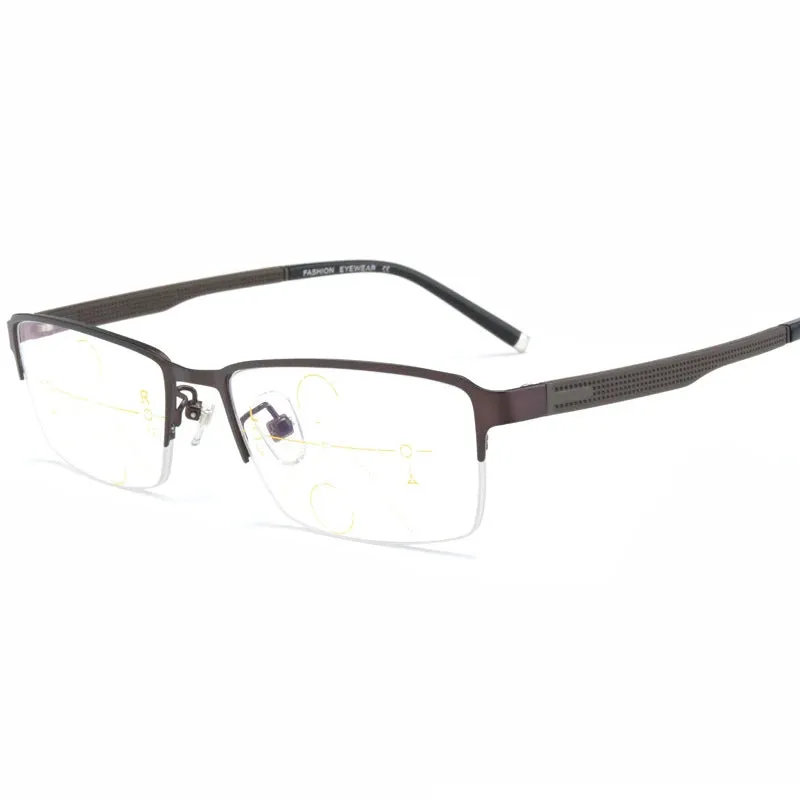 Hotochki Mens Semi Rim Rectangle Alloy Eyeglasses F3095