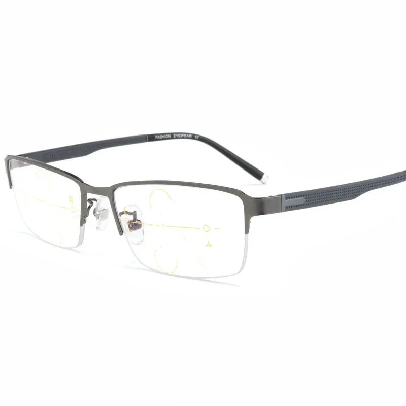 Hotochki Mens Semi Rim Rectangle Alloy Eyeglasses F3095