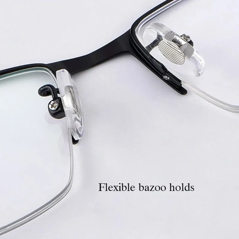 Hotochki Mens Semi Rim Rectangle Alloy Eyeglasses F3095