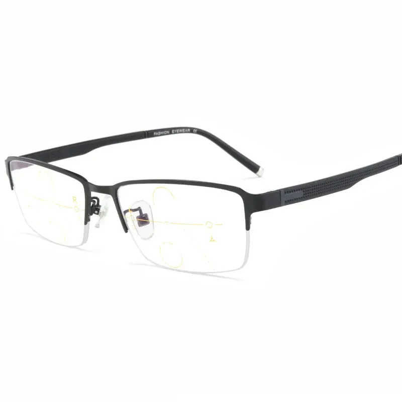 Hotochki Mens Semi Rim Rectangle Alloy Eyeglasses F3095