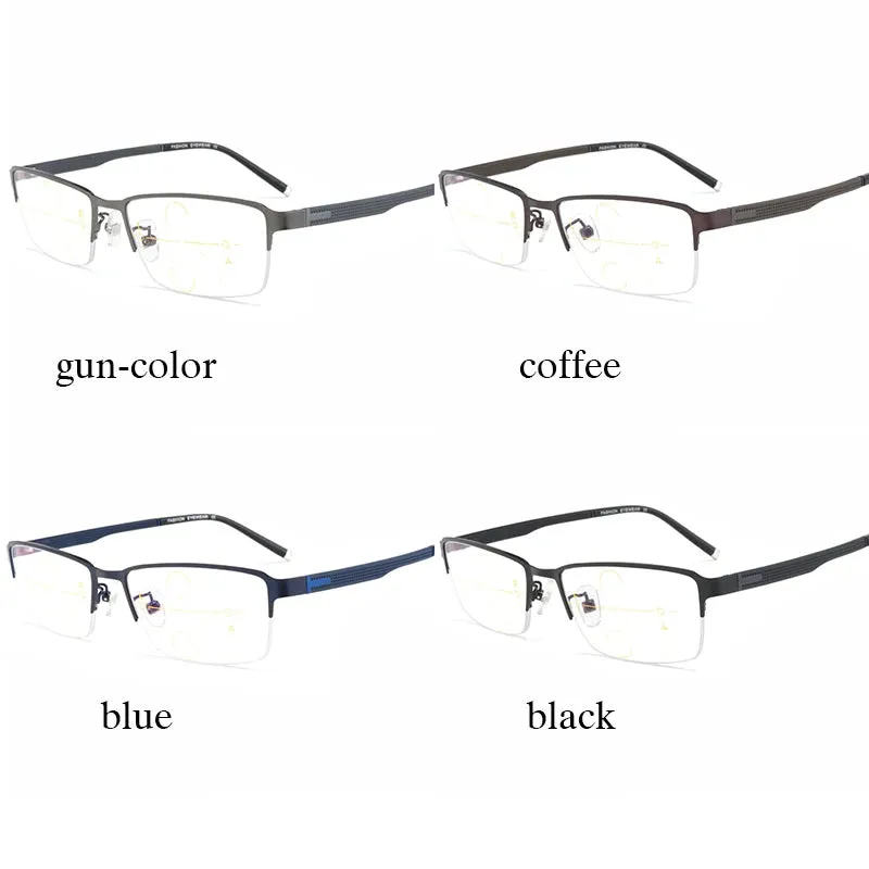 Hotochki Mens Semi Rim Rectangle Alloy Eyeglasses F3095