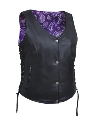 Ladies Leather Vest with Paisley Lining 6890 WV