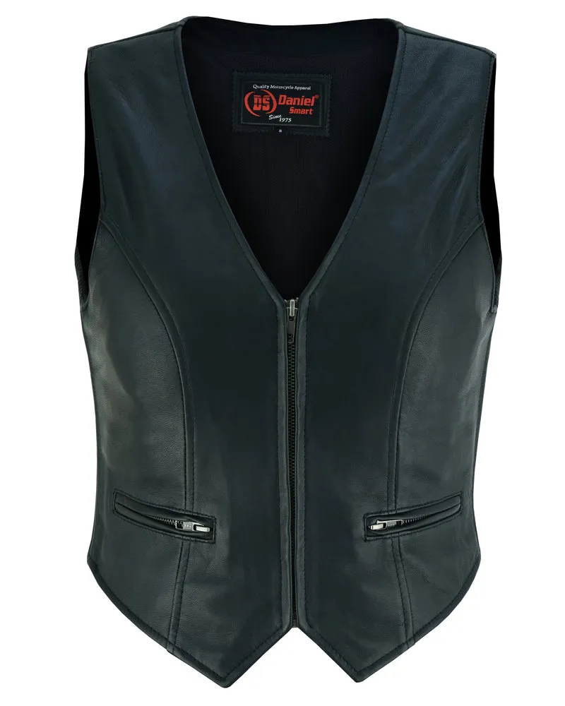 Leather Women's Stylish Lightweight Zipper Front Vest