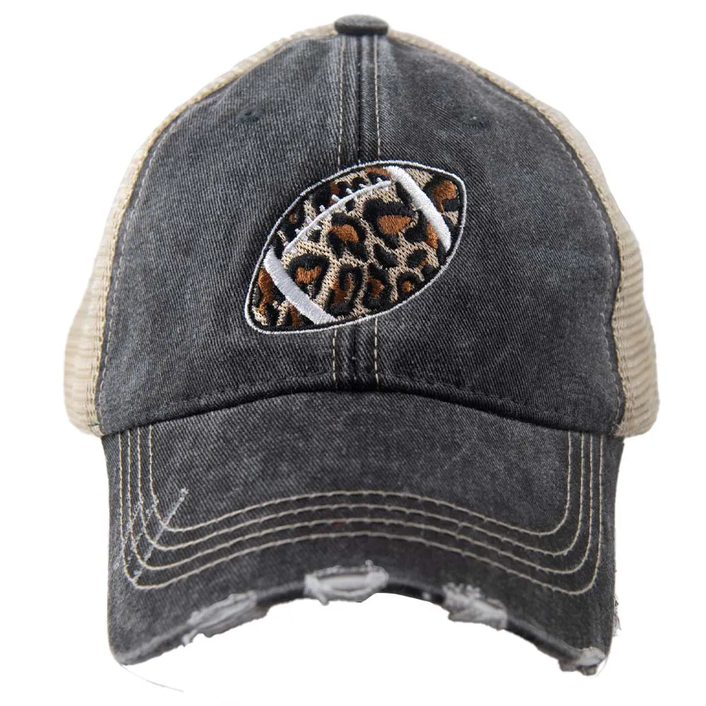 Leopard Print Football Wholesale Embroidered Trucker Hat