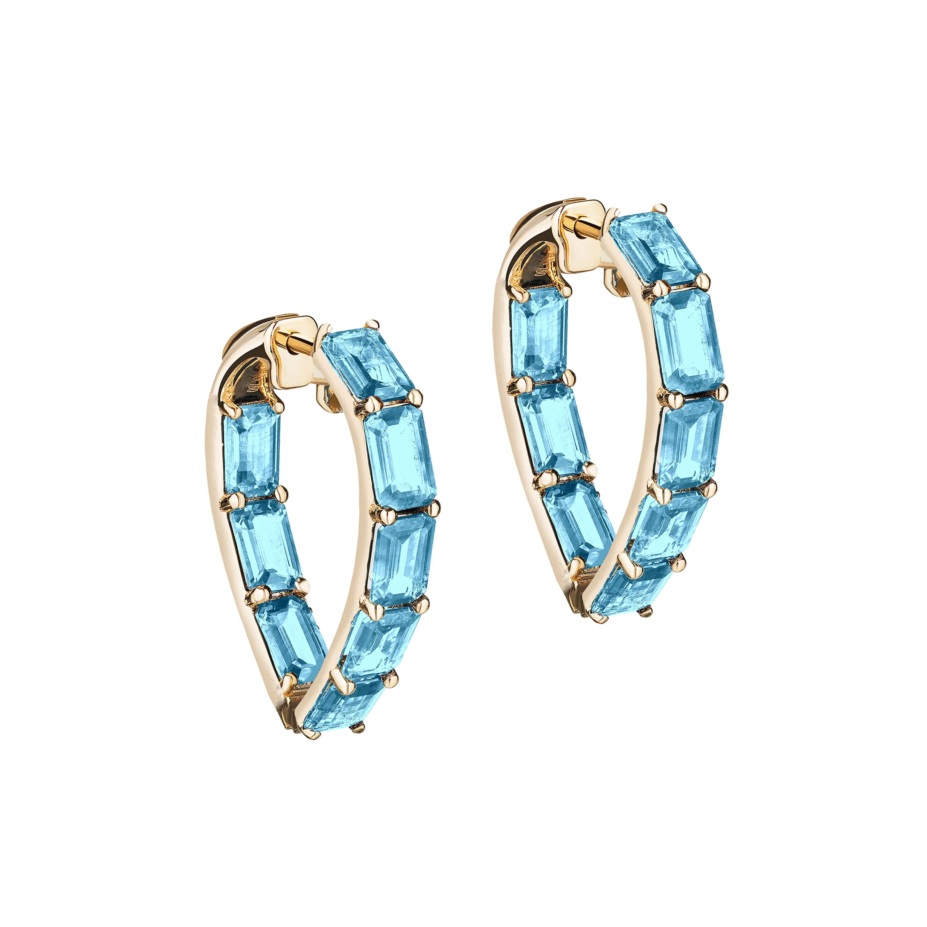 London Topaz Emerald-Cut Heart Hoops