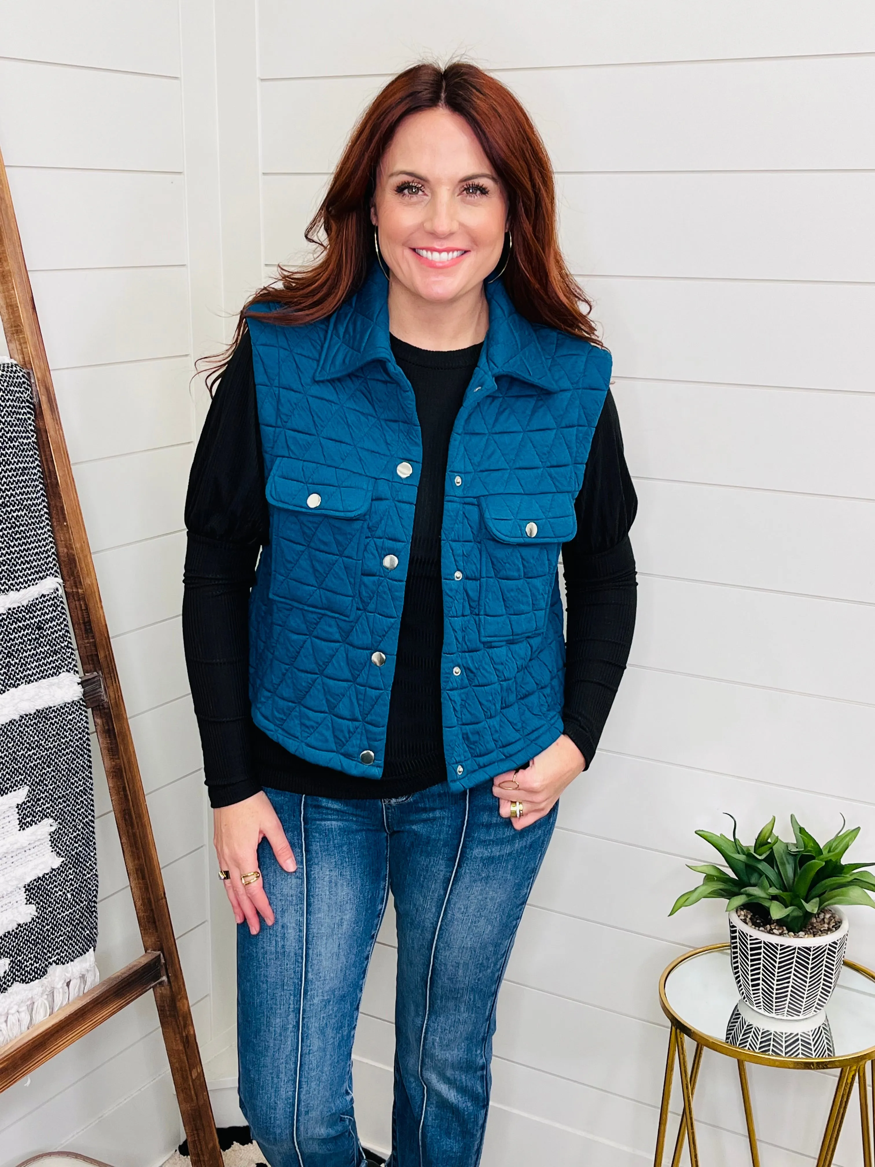 Love Lindsey Teal Quilted Vest